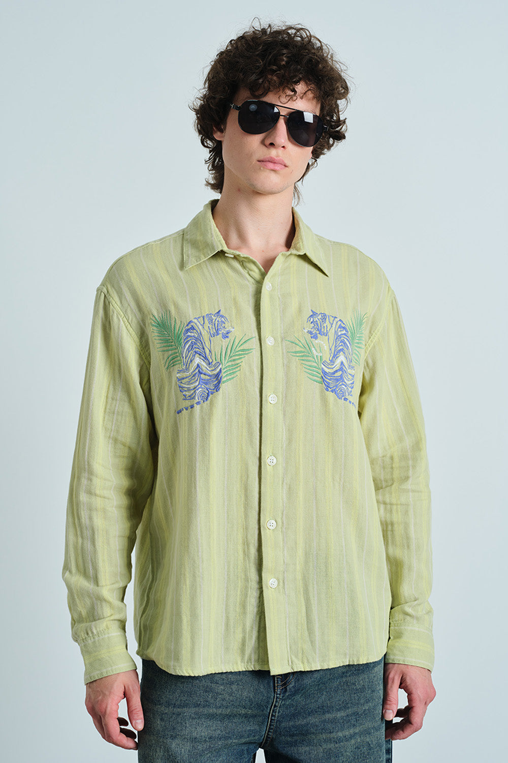 Yellow Tropic Stripe Shirt - BonkersCorner