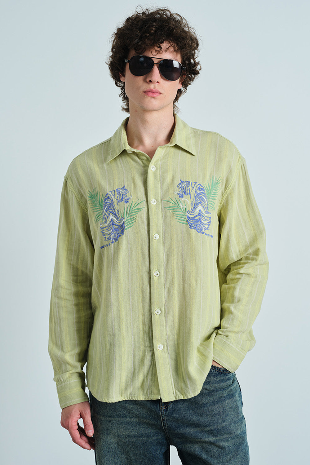 Yellow Tropic Stripe Shirt - BonkersCorner