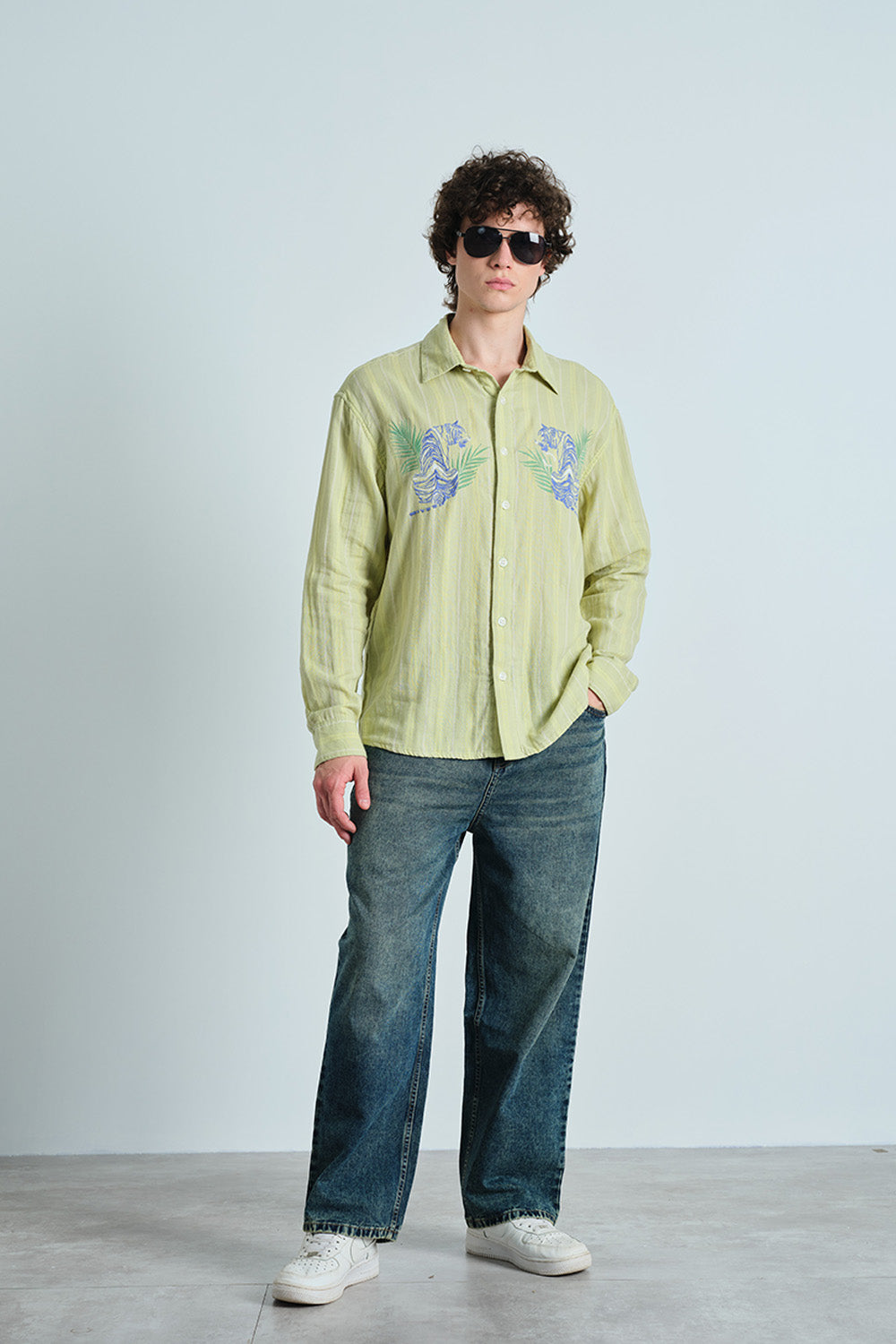 Yellow Tropic Stripe Shirt - BonkersCorner